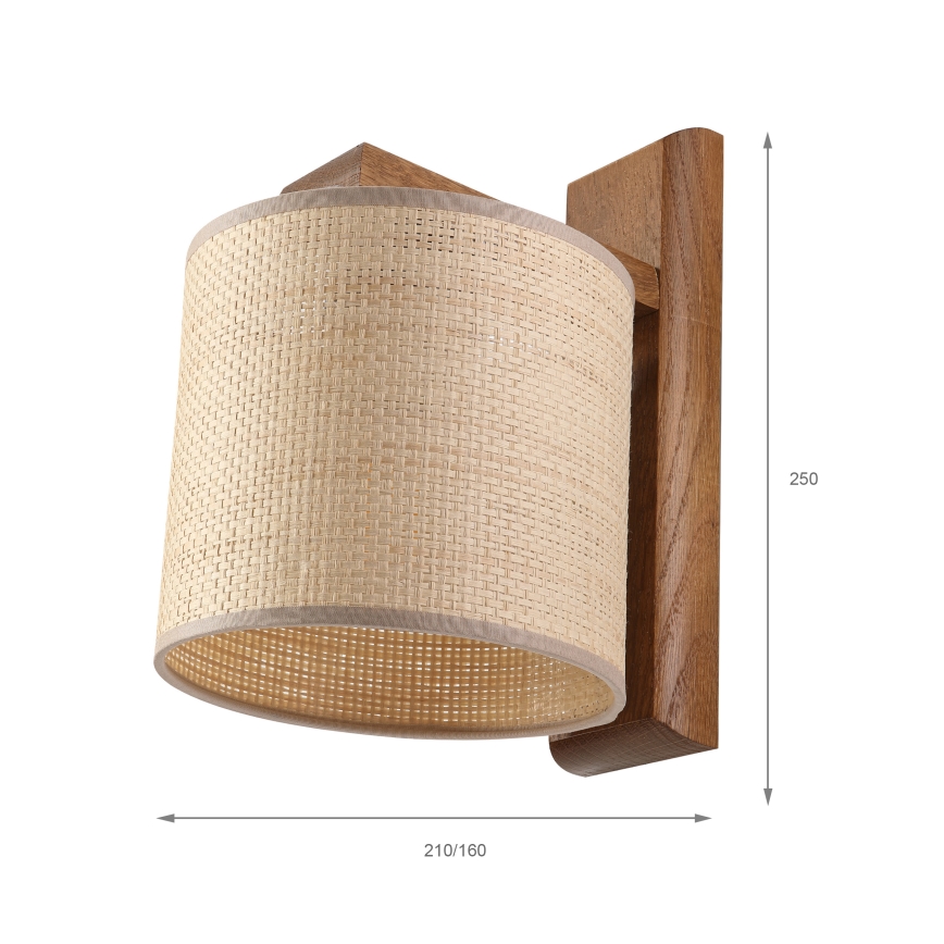 Wandleuchte AIDA 1xE27/15W/230V Eiche/Raffia