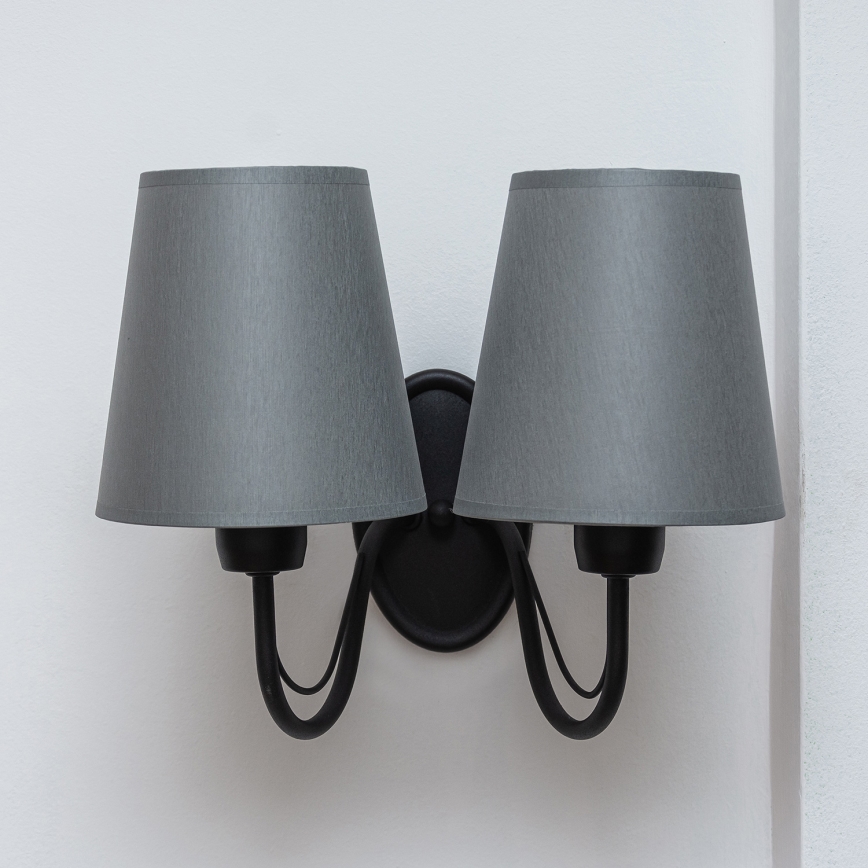 Wandleuchte MALBO 2x E27/15 W/230 V grau/schwarz