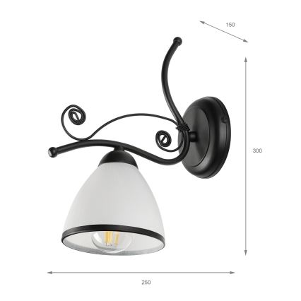 Wandleuchte RETRO 1xE27/60W/230V schwarz/weiß