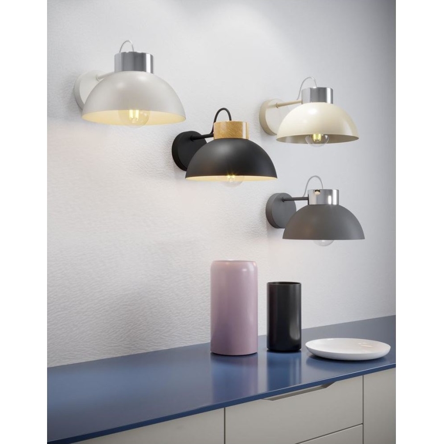 Wandleuchte TEDI 1xE27/60W/230V anthrazit/glänzendes Chrom