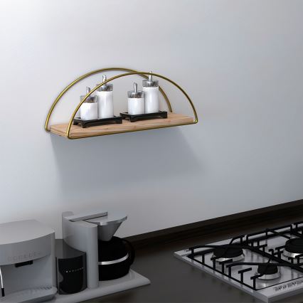Wandregal 45x18 cm Eiche/golden