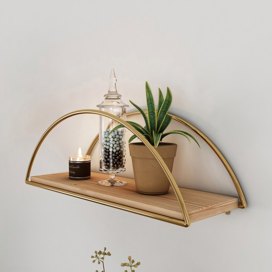 Wandregal 45x18 cm Eiche/golden
