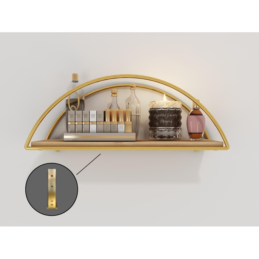 Wandregal 45x18 cm Eiche/golden