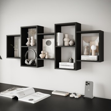 Wandregal TRIO 161 x 65 cm schwarz