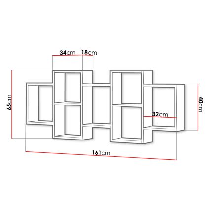 Wandregal TRIO 161 x 65 cm schwarz