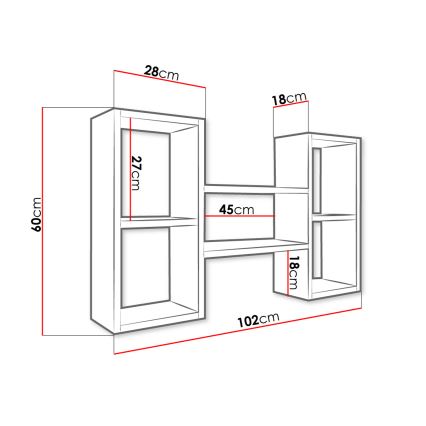 Wandregal TRIO 60x102 cm Eiche Sonoma