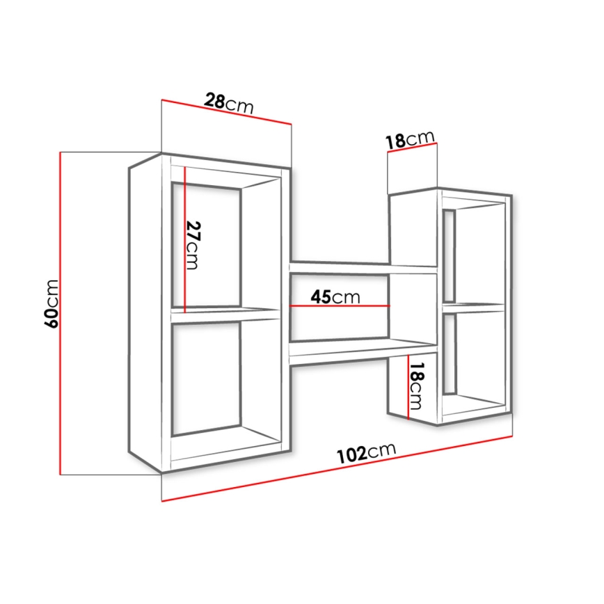 Wandregal TRIO 60x102 cm Eiche Sonoma