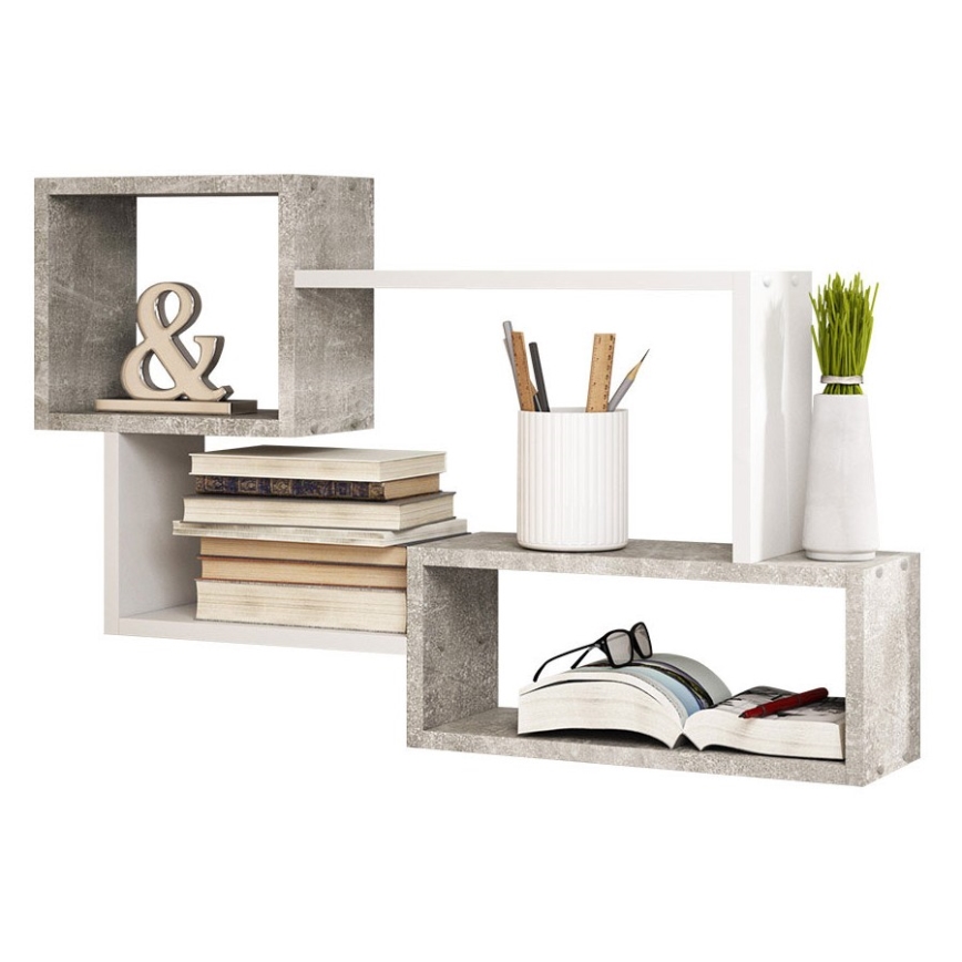 Wandregal TRIO 87x54x18 cm grau/weiß