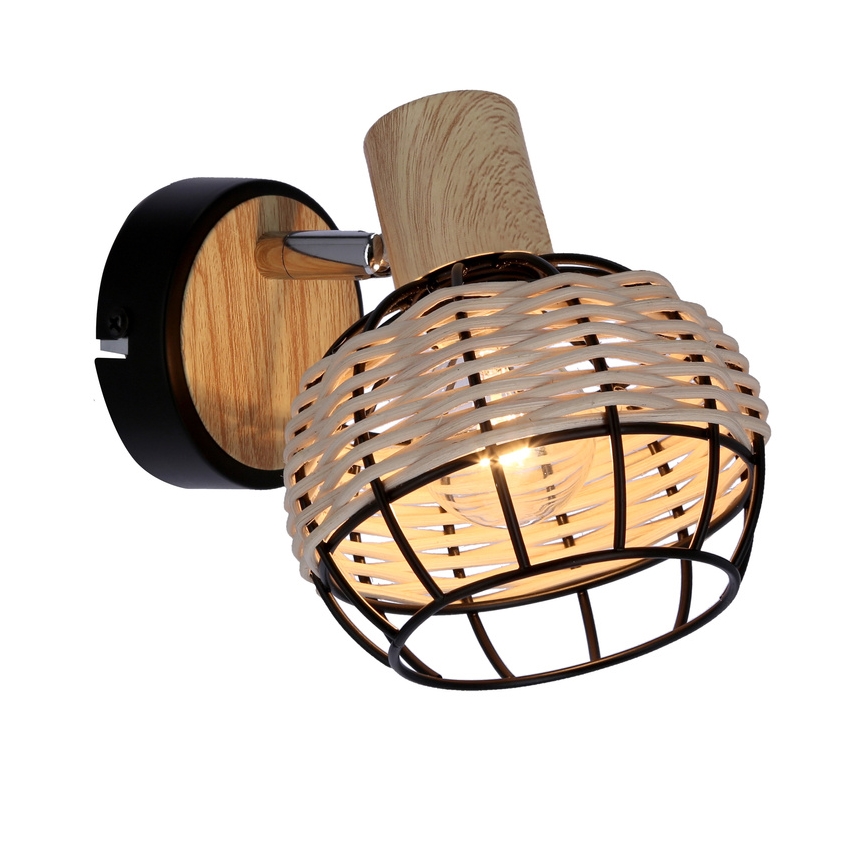 Wandstrahler TAJGA 1xE14/40W/230V Rattan/schwarz