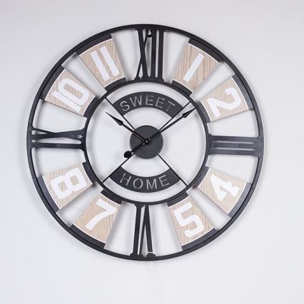 Wanduhr 1xAA, Ø 60 cm, schwarz/beige