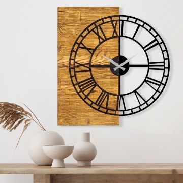 Wanduhr 55x58 cm 1xAA Holz/Metall