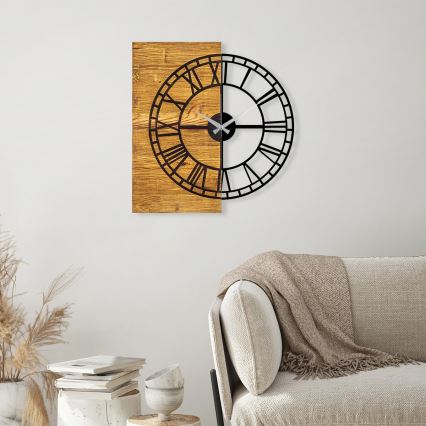 Wanduhr 55x58 cm 1xAA Holz/Metall