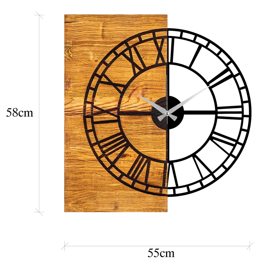 Wanduhr 55x58 cm 1xAA Holz/Metall