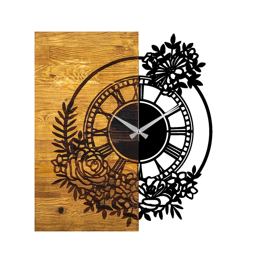 Wanduhr 58x51 cm 1xAA Holz/Metall