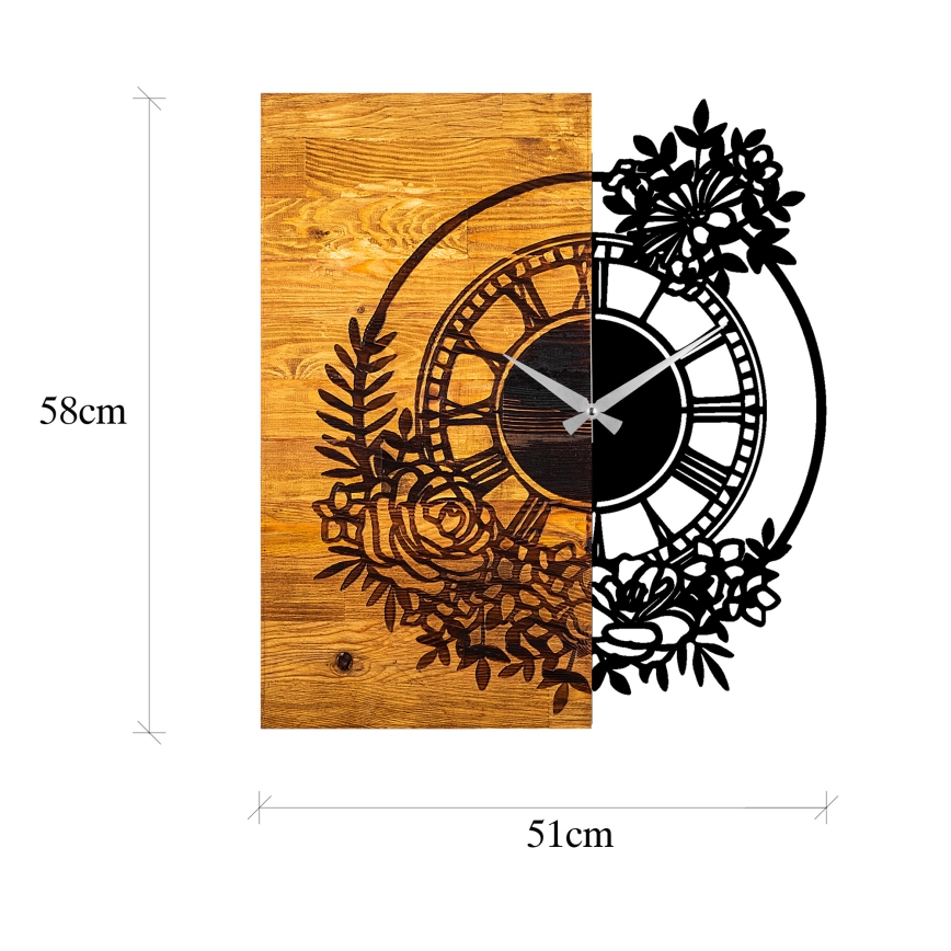 Wanduhr 58x51 cm 1xAA Holz/Metall