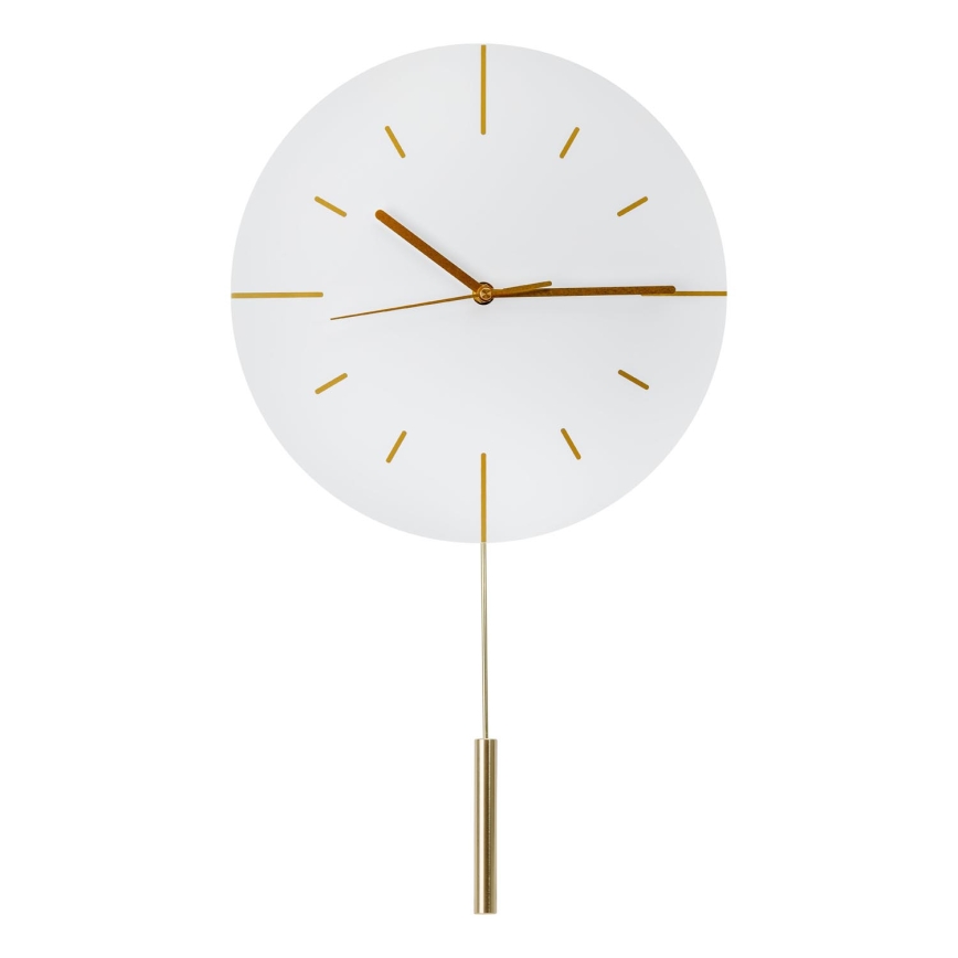 Wanduhr mit Pendel, Ø 30 cm, 1xAA, weiß/gold