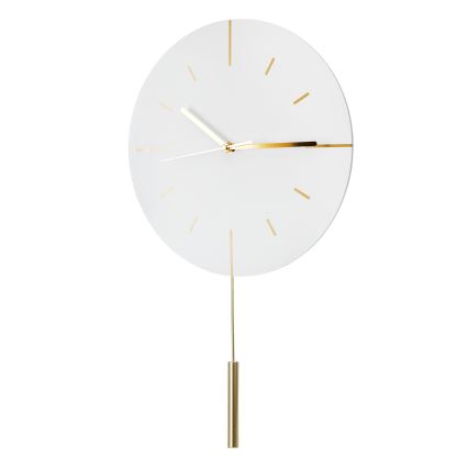 Wanduhr mit Pendel, Ø 30 cm, 1xAA, weiß/gold