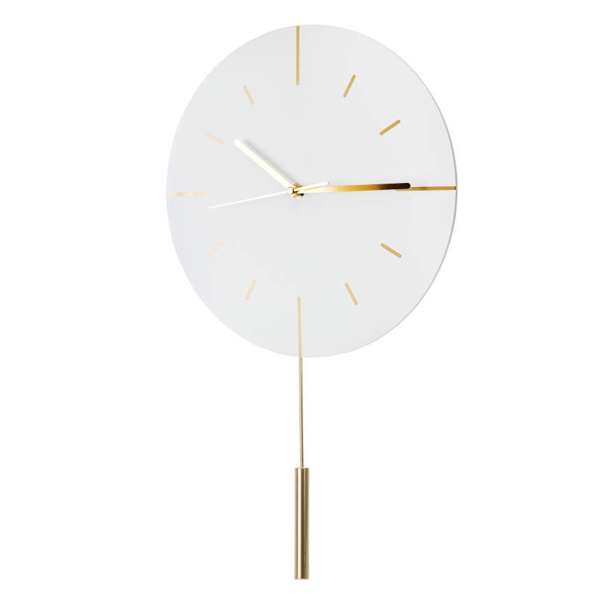 Wanduhr mit Pendel, Ø 30 cm, 1xAA, weiß/gold