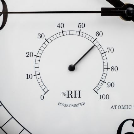 Wanduhr mit Thermometer und Hygrometer, Ø 30 cm, 1xAA, schwarz/weiß