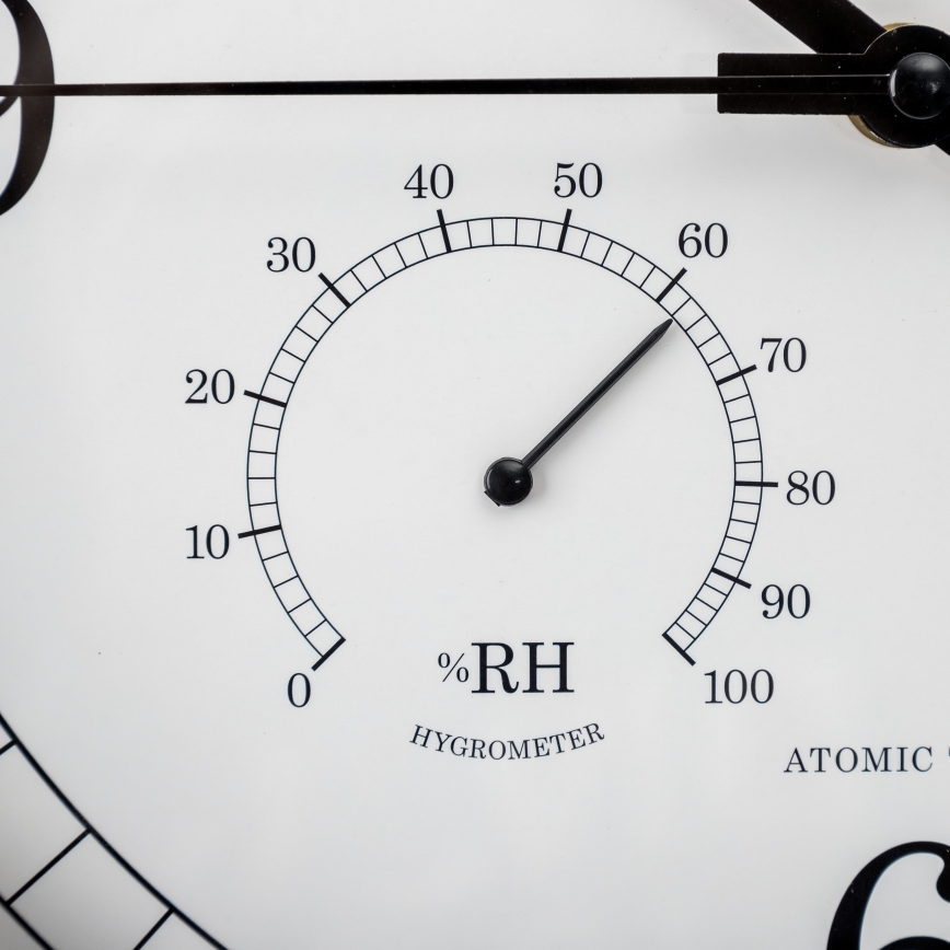 Wanduhr mit Thermometer und Hygrometer, Ø 30 cm, 1xAA, schwarz/weiß