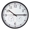 Wanduhr mit Thermometer und Hygrometer, Ø 30 cm, 1xAA, schwarz/weiß