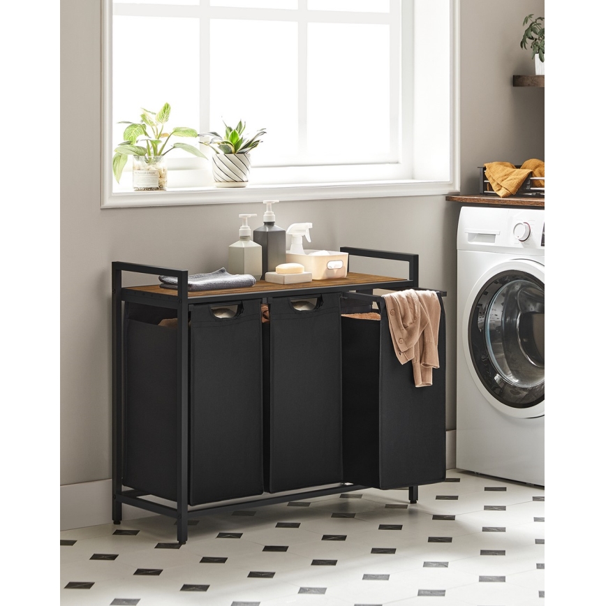 Wäschekorb REX Braun/Schwarz