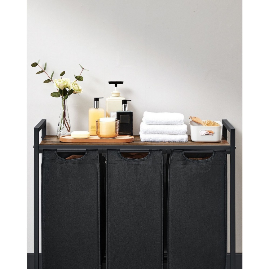 Wäschekorb REX Braun/Schwarz