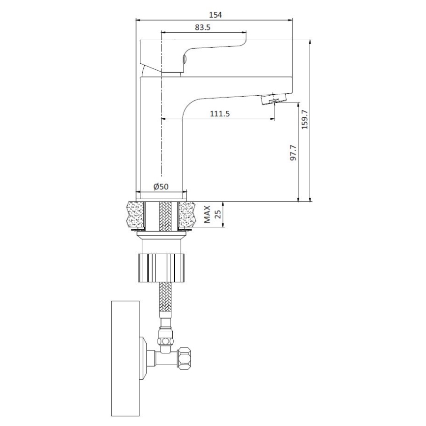 Waschtischarmatur NAESBY 15,9 cm matt schwarz