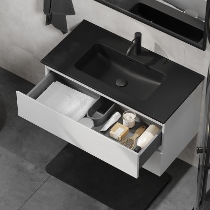 Waschtischunterschrank mit Waschbecken KENWOOD 91 cm weiß/schwarz