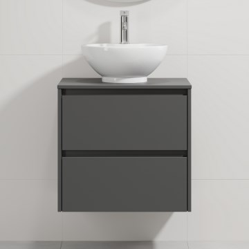 Waschtischunterschrank mit Waschbecken TRONDHEIM/DRAMMEN 60x57x46 cm Anthrazit/Weiß