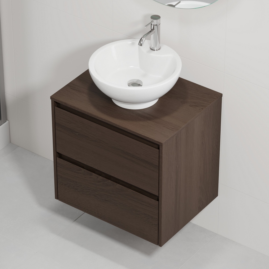 Waschtischunterschrank mit Waschbecken TRONDHEIM/DRAMMEN 60x57x46 cm Nussbaum/Weiß