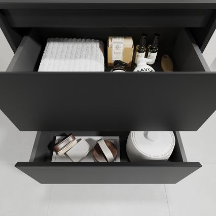 Waschtischunterschrank mit Waschbecken TRONDHEIM/DRAMMEN 60x57x46 cm schwarz/weiß