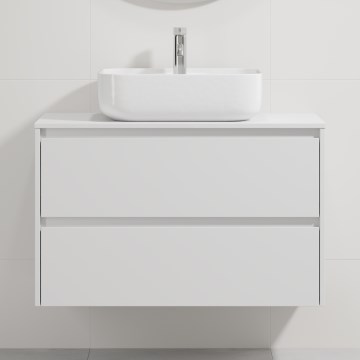 Waschtischunterschrank mit Waschbecken TRONDHEIM/KRISTIANSAND 90x57x46 cm weiß