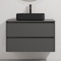 Waschtischunterschrank mit Waschbecken TRONDHEIM/LJORDAL 90x57x46 cm Anthrazit/Schwarz