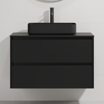 Waschtischunterschrank mit Waschbecken TRONDHEIM/LJORDAL 90x57x46 cm schwarz
