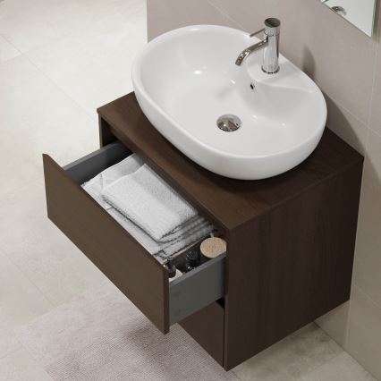 Waschtischunterschrank TRONDHEIM für Waschbecken 60×57×46 cm, Nussbaum