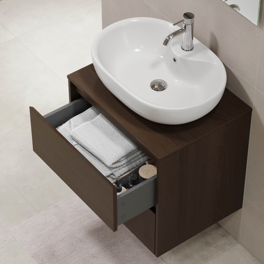 Waschtischunterschrank TRONDHEIM für Waschbecken 60×57×46 cm, Nussbaum