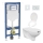 WC sospeso accessibile ETIUDA + sedile WC ETIUDA + pulsante di scarico SIGMA + modulo da incasso + guarnizione isolante
