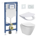 WC sospeso CITY OVAL + sedile WC SoftClose CITY OVAL + placca di comando SIGMA + modulo da incasso + guarnizione isolante