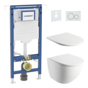 WC sospeso OTTAWA + sedile WC SoftClose OTTAWA + pulsante di scarico SIGMA + modulo da incasso + guarnizione isolante