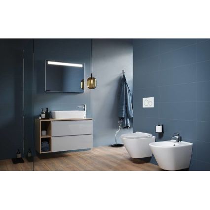 WC sospeso CITY OVAL + sedile WC SoftClose CITY OVAL + placca di comando SIGMA + modulo da incasso + guarnizione isolante