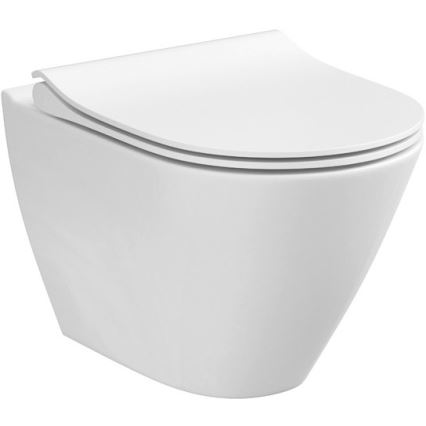 WC sospeso CITY OVAL + sedile WC SoftClose CITY OVAL + placca di comando SIGMA + modulo da incasso + guarnizione isolante