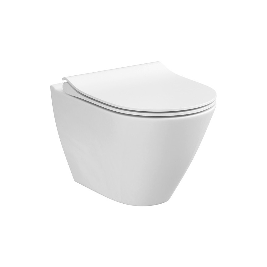 WC sospeso CITY OVAL + sedile WC SoftClose CITY OVAL + placca di comando SIGMA + modulo da incasso + guarnizione isolante