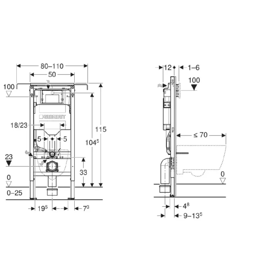 WC sospeso OTTAWA + sedile WC SoftClose OTTAWA + pulsante di scarico SIGMA + modulo da incasso + guarnizione isolante