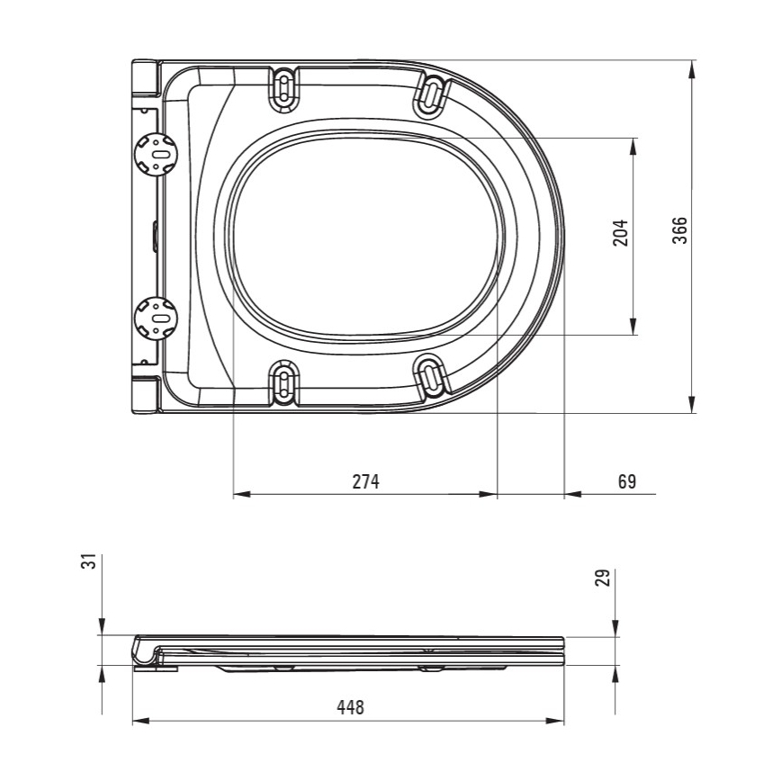 WC sospeso ROUND + sedile WC SoftClose ROUND + pulsante di scarico SIGMA + modulo da incasso + guarnizione isolante