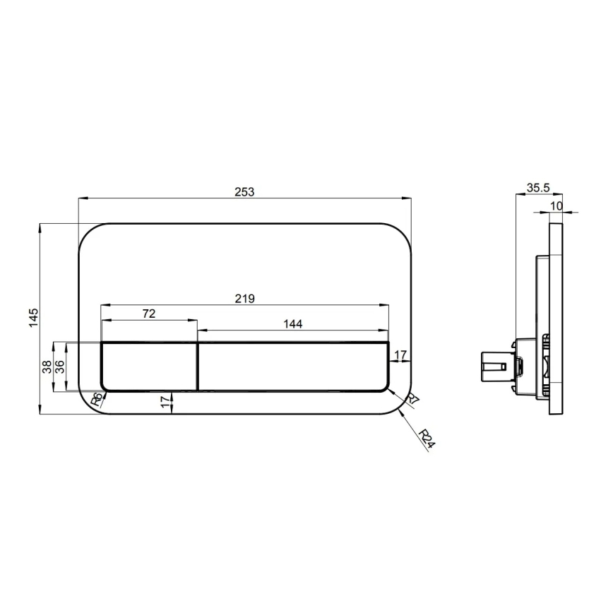 WC sospeso ARCHITECTURA + sedile WC SoftClose ARCHITECTURA + pulsante di scarico VICONNECT + modulo da incasso VICONNECT + guarnizione isolante VICONNECT