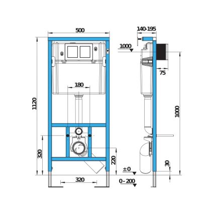 WC suspendu MIO Vortex + abattant WC SoftClose MIO + plaque de commande DUAL + module encastré + plaque isolante