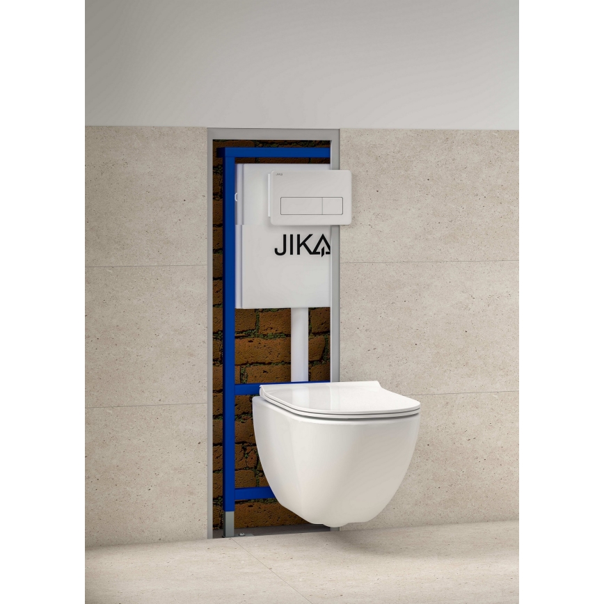 WC suspendu MIO sans bride + abattant à fermeture douce MIO + bouton de chasse DUAL + module encastré + plaque isolante