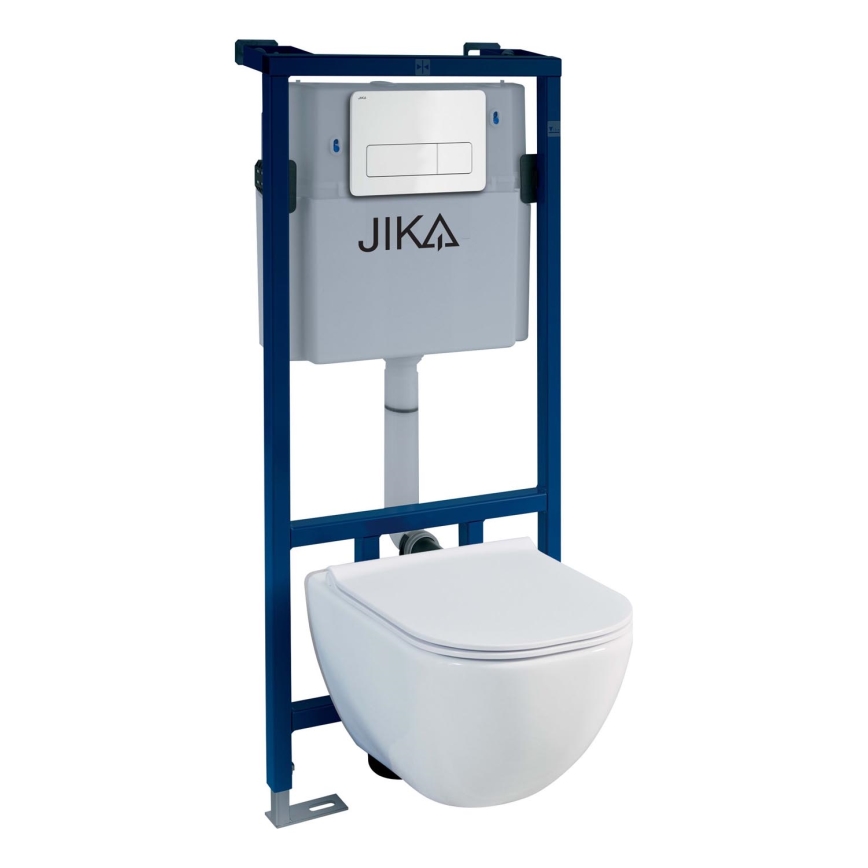 WC suspendu MIO sans bride + abattant à fermeture douce MIO + bouton de chasse DUAL + module encastré + plaque isolante