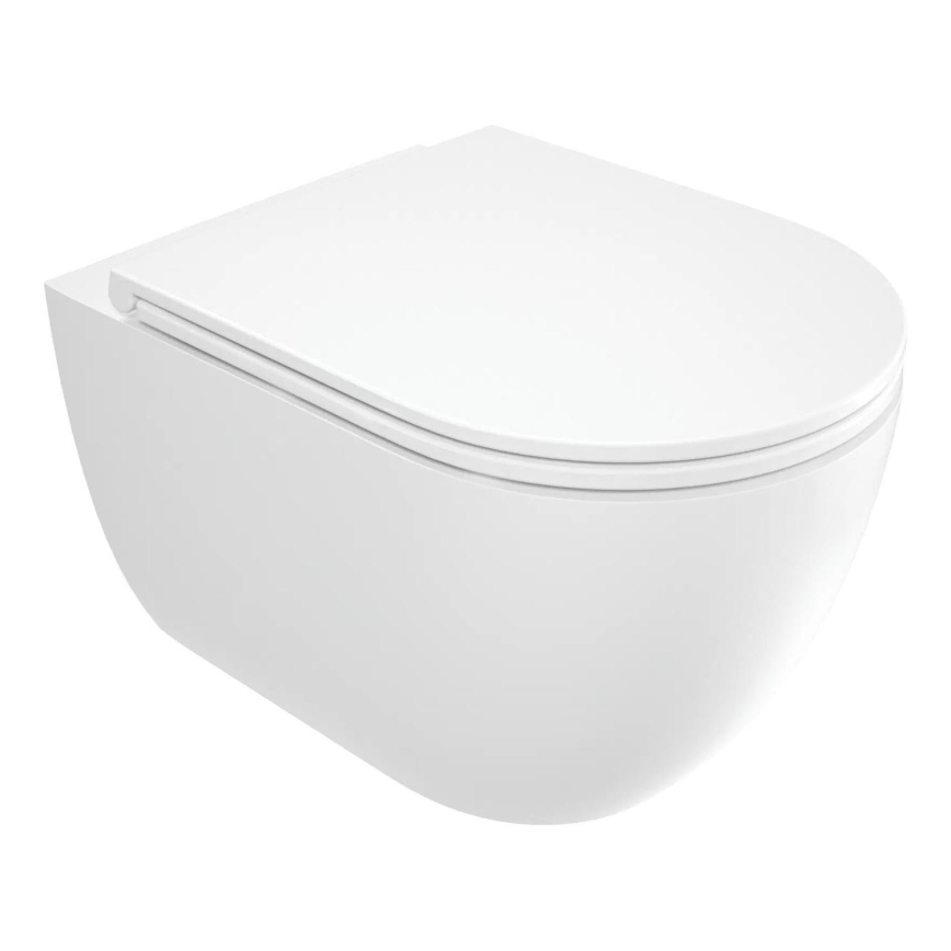 WC suspendu ROUND + abattant SoftClose ROUND + plaque de commande SIGMA + module encastré + rondelle isolante